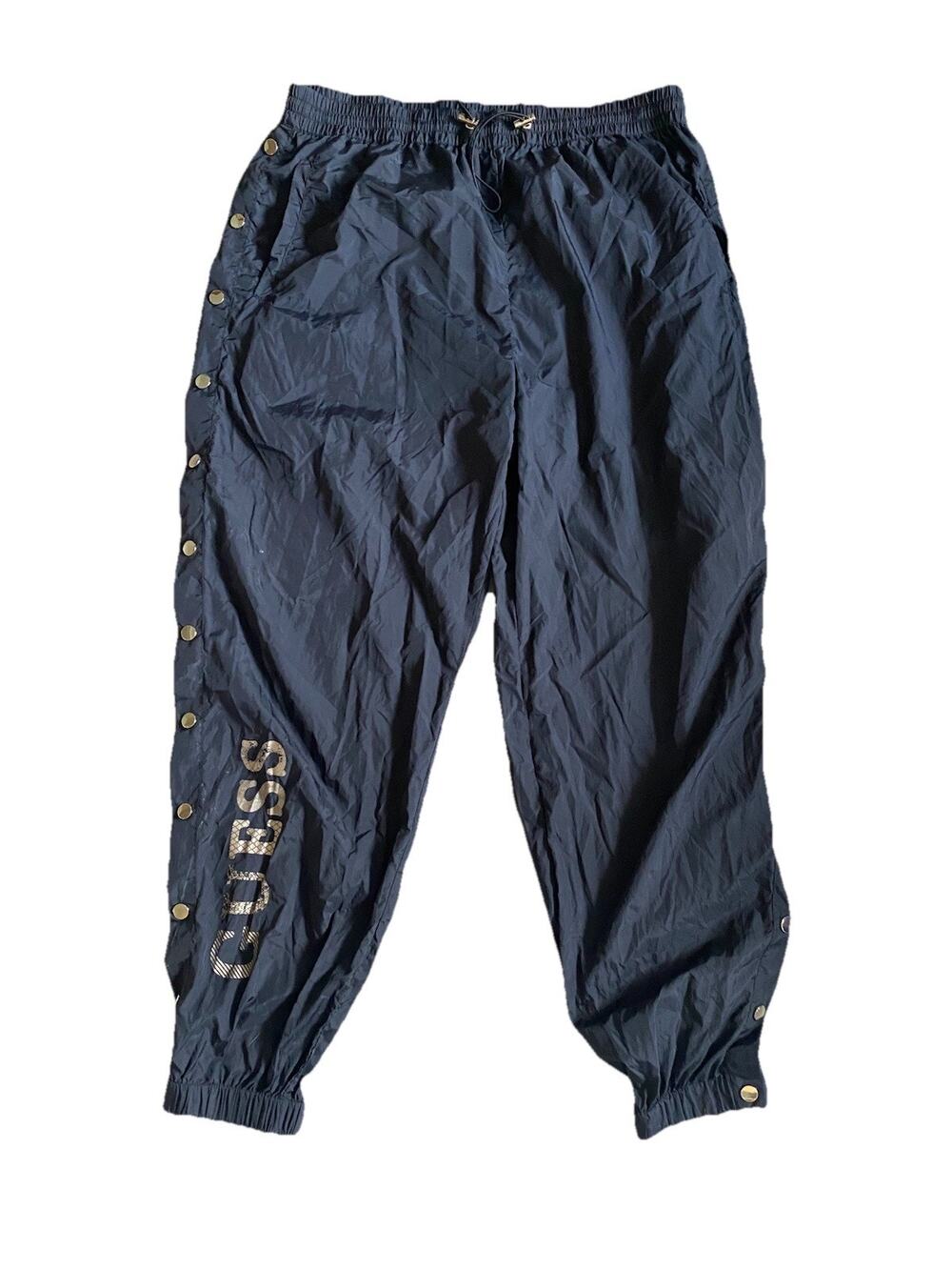 GUESS Sasha Snap-Button Jogger Pants Size L Black y2k